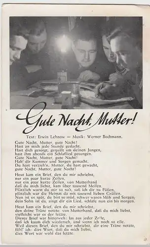 (48779) AK Liedkarte "Gute Nacht, Mutter", 1930er