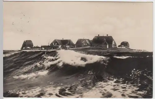 (48675) Foto AK Hallig im Sturm 1931