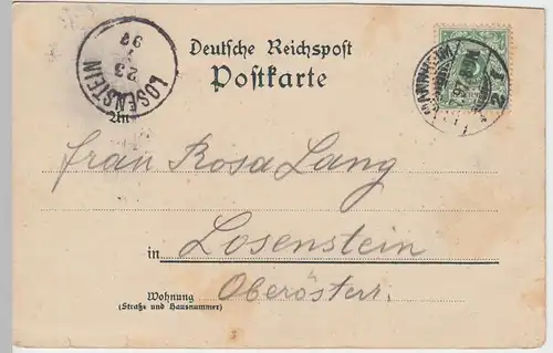 (48669) AK Gruß aus Mannheim, Wasserturm, Kaufhaus, Paradeplatz 1897