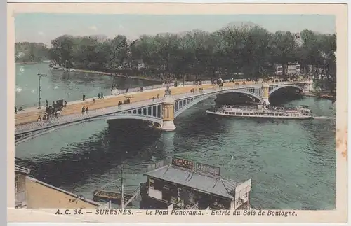 (48627) AK Suresnes, Pont, Brücke, Entree du Bois de Boulogne 1943
