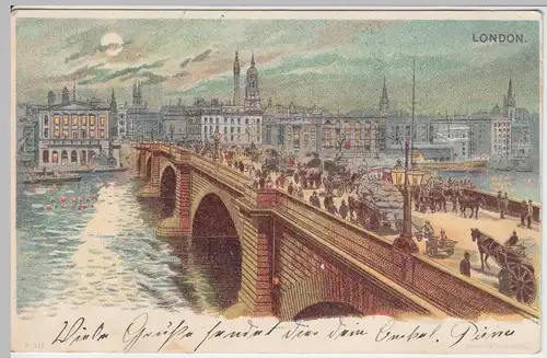 (48529) AK London, Brücke über die Themse, Litho 1899