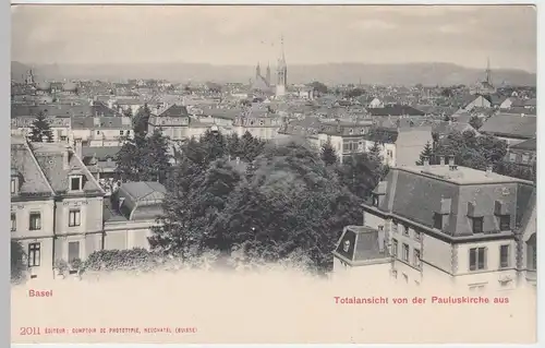 (48498) AK Basel, Stadtansicht, Blick von der Pauluskirche, bis um 1905