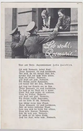 (48467) AK Liedkarte, Leb wohl, Rosmarie, John Jacobsen 1939-45
