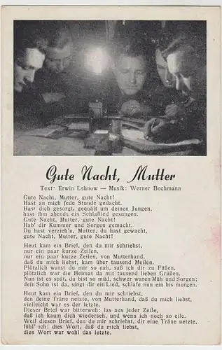 (48461) AK Liedkarte, Gute Nacht, Mutter, Erwin Lehnow, Werner Bochmann