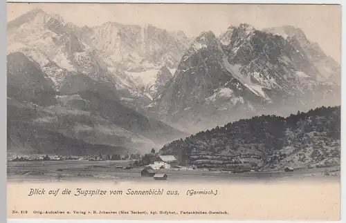 (48353) AK Garmisch, Blick auf die Zugspitze vom Sonnenbichl, bis um 1905