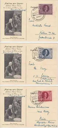 (48163) Postkarte Paul Feminis, "Farina am Dom" Köln 1943, Set 3 Karten