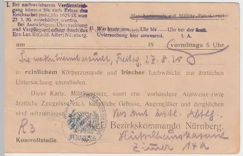 (48149) PK Bezirkskommando Nürnberg, Vorladung Ärztl. Untersuchung 1920