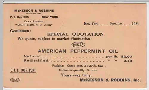 (48110) Ganzsache United States of America, Stempel New York 1921
