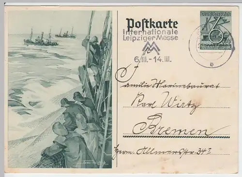 (48092) Motiv-Ganzsache Deutsches Reich, Fischer auf See 1938