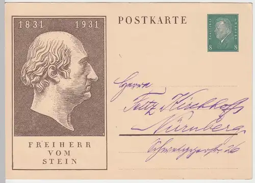(48063) Motiv-Ganzsache Deutsches Reich, Freiherr vom Stein 1931
