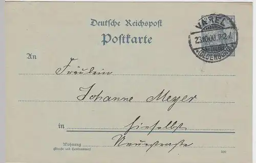 (48049) Ganzsache Deutsche Reichspost, Stempel Varel 1900