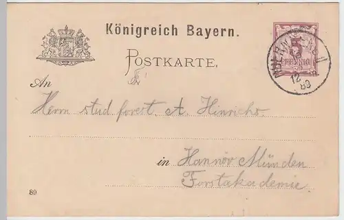 (48007) Ganzsache Königreich Bayern, 1889