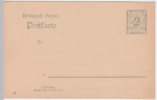 (48000) Ganzsache Königreich Bayern, ungelaufen, bis um 1905
