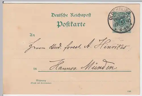 (47993) Ganzsache Deutsche Reichspost, Stempel Oldenburg 1890