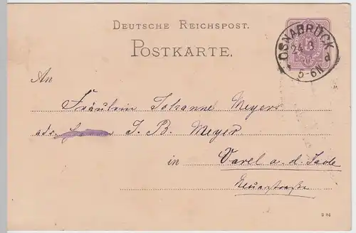 (47989) Ganzsache Deutsche Reichspost, Stempel Osnabrück 1894