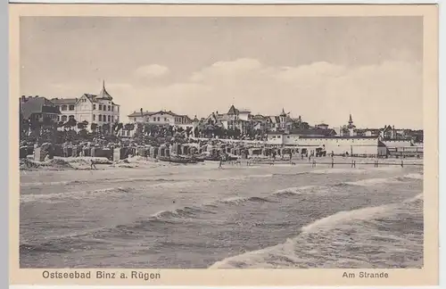 (47982) AK Ostseebad Binz, Rügen, Blick auf den Strand, vor 1945