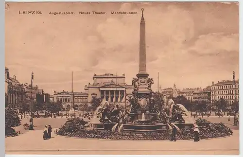 (47864) AK Leipzig, Augustusplatz, Mendebrunnen, Oper 1918