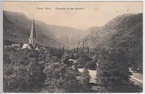 (47854) AK Thale, Harz, Eingang ins Bodetal, St.-Petri-Kirche 1910
