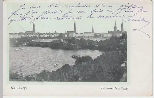 (47710) AK Hamburg, Lombardsbrücke 1909