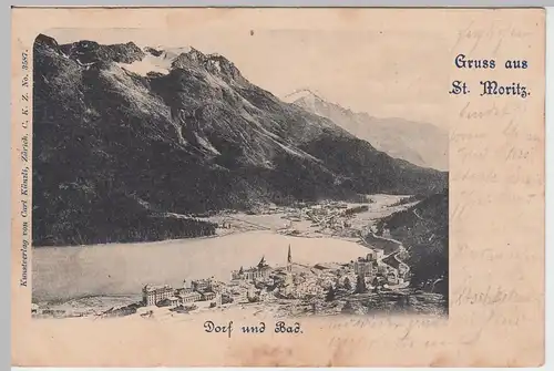 (47675) AK Gruß aus St. Moritz, Blick auf See, Dorf und Bad, bis um 1905