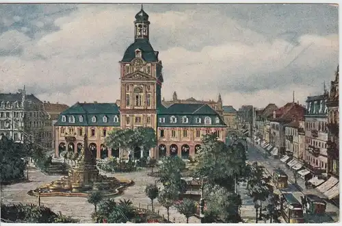 (47651) AK Mannheim, Paradeplatz, Kaufhaus, Grupello-Pyramide 1920