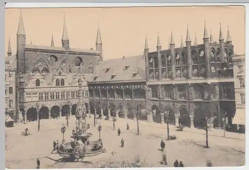 (47626) AK Lübeck, Rathaus, Marktbrunnen, vor 1945