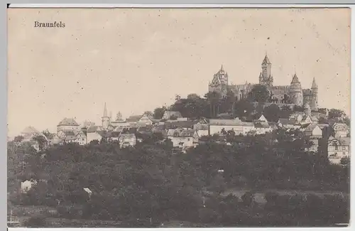 (47469) AK Braunfels, Hessen, Stadtansicht mit Schloss, vor 1945
