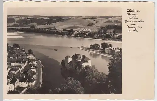 (47426) Foto AK Passau, Blick vom Oberhaus auf Zusammenfluss, vor 1945