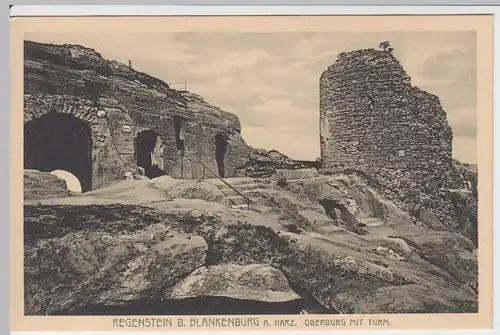 (47390) AK Blankenburg, Harz, Burg Regenstein, Oberburg, Turm, vor 1945