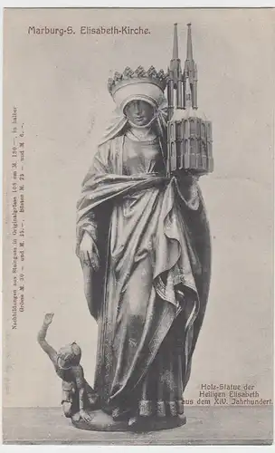 (47337) AK Marburg, Lahn, Elisabethkirche, Elisabethstatue 1916