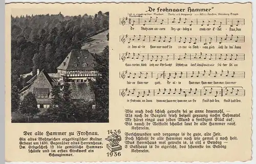 (47227) AK Liedkarte, Alfred Kaaden: Dr Frohnaaer Hammer 1936