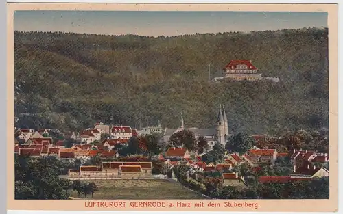 (47199) AK Gernrode, Harz, Stadtansicht mit Stubenberg 1923