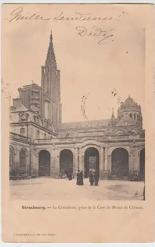 (47140) AK Straßburg, Strasbourg, Kathedrale, Blick vom Palais Rohan 1905