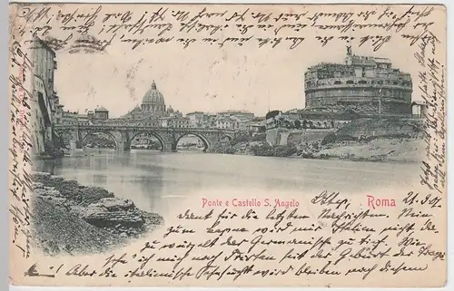 (47126) AK Rom, Roma, Engelsburg, Castello S. Angelo, gelaufen 1901