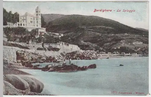 (47117) AK Bordighera, La Spiaggia, Strand, um 1915