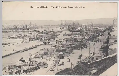 (47106) AK Marseille, Hafen, Port de la Joliette, Pferdefuhrwerke, vor 1945