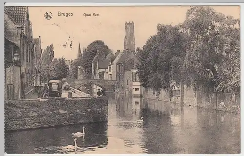 (47090) AK Bruges, Brügge, Quai Vert, Belfried, Beffroi, Feldpost 1916