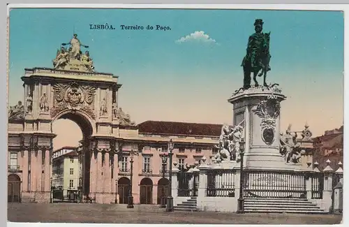 (47087) AK Lissabon, Lisboa, Terreiro do Paco, Reiterstandbild, vor 1945