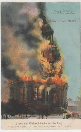 (46994) AK Hamburg, Brand der Michaeliskirche 1906