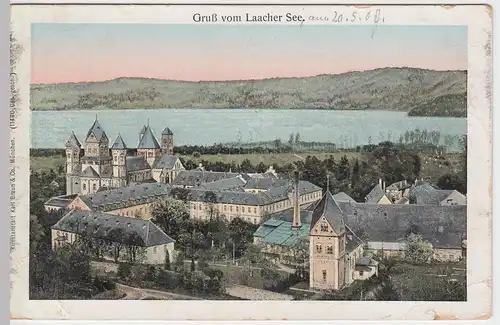 (46930) AK Gruß vom Laacher See, Abtei Maria Laach, Golddruck, 1907