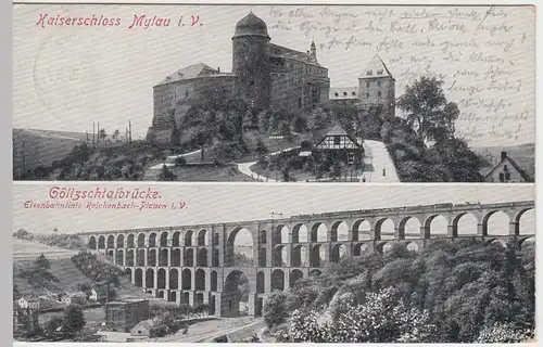 (46775) AK Göltzschtalbrücke u. Kaiserschloß Mylau, 1926