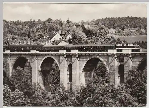 (46756) Foto AK Plauen-Jocketa, Elstertalbrücke m. Personenzug, 1978