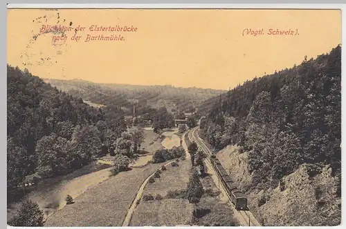 (46715) AK Barthmühle, Blick von der Elstertalbrücke, 1914