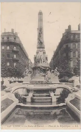 (46614) AK Lyon, La Statue de Carnot, Place de la République, 1907
