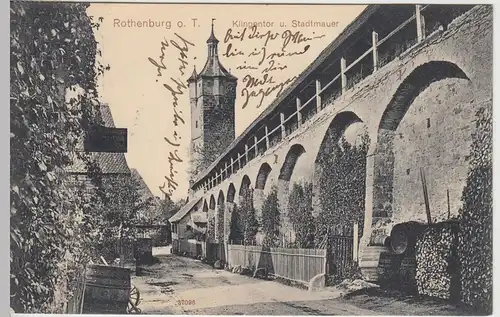 (46150) AK Rothenburg o.d. Tauber, Klingentor u. Stadtmauer, um 1911