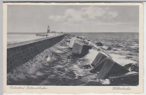 (46145) AK Ostseebad Osternothafen (Warszów), Wellenbrecher, 1938