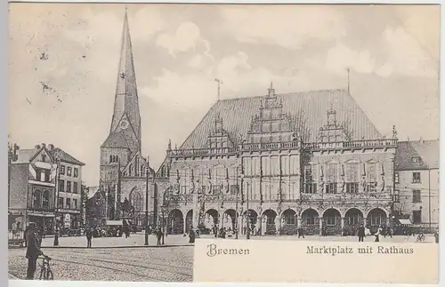 (46056) AK Bremen, Marktplatz mit Rathaus, 1907