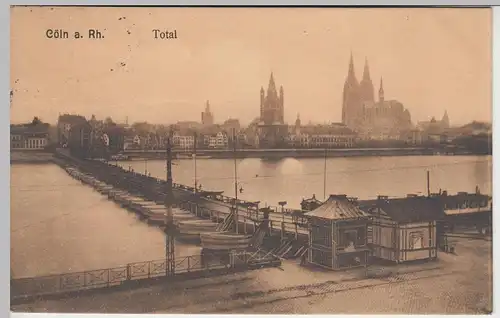 (46049) AK Köln, Totale mit Pontonbrücke, 1911