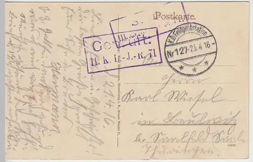 (46026) AK Laneuveville, Straßenzug, Feldpost 1916