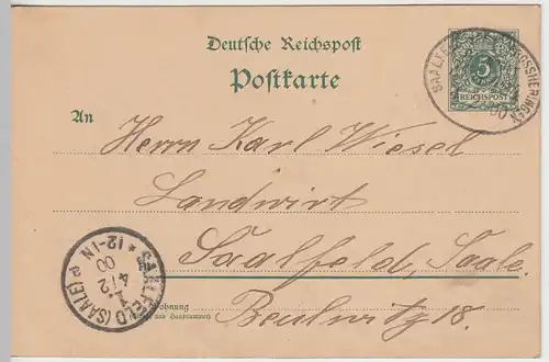 (45868) Ganzsache Deutsche Reichspost, Bahnpost 1900